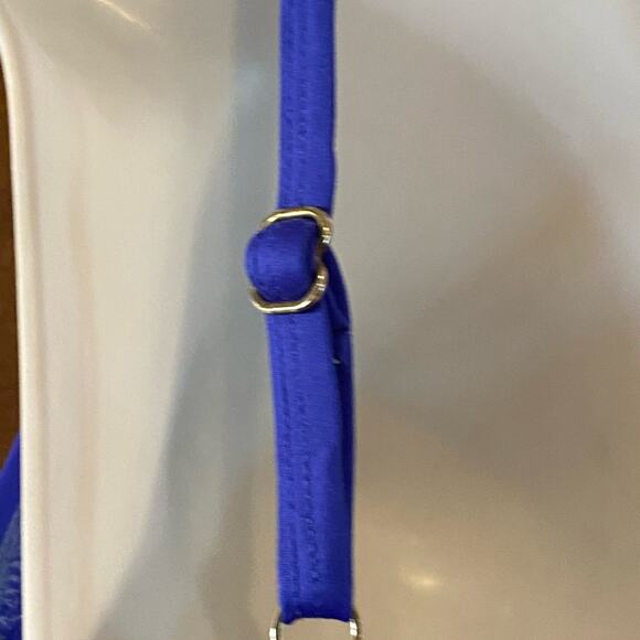 Liz Claiborne Womens Size 8 Royal Blue One Piece Ruched Front Swimsuit - Picture 4 of 6